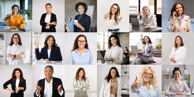 Diverse Group of Professional Women Engaged in Work Activities