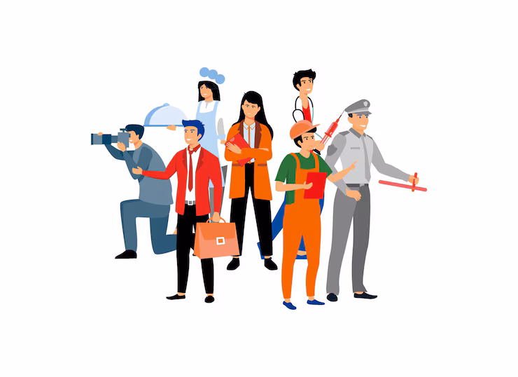 Diverse Group of Professionals in Various Occupations
