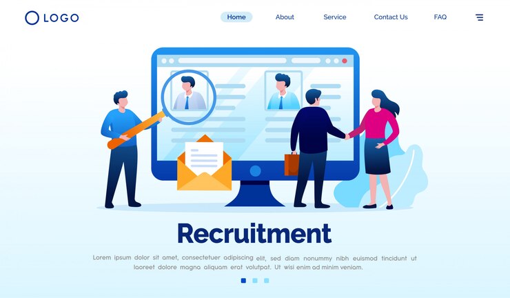Recruitment landing page website illustration vector template